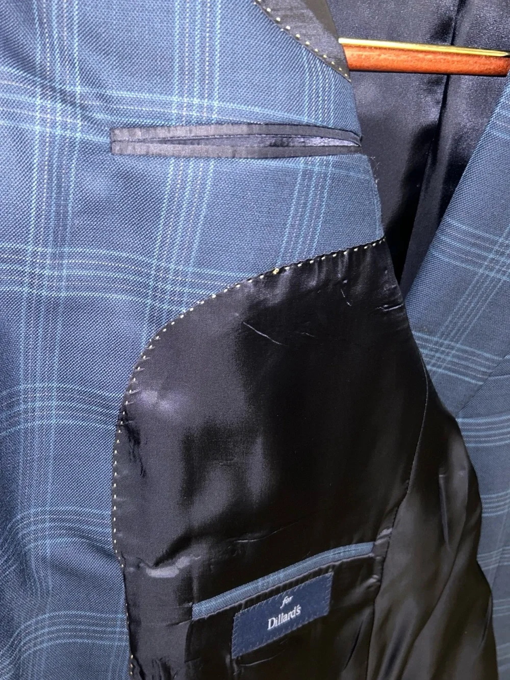 Hart Schaffner Marx Blue Plaid Two-Button Blazer Sport Coat- Worsted Wool Outer